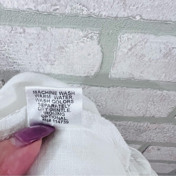 Flax Linen Pull on Full Length Straight Leg Pants in White Size M - Picture 9 of 9